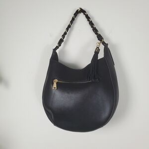 INC International Concepts Black Faux Leather Hobo Bag